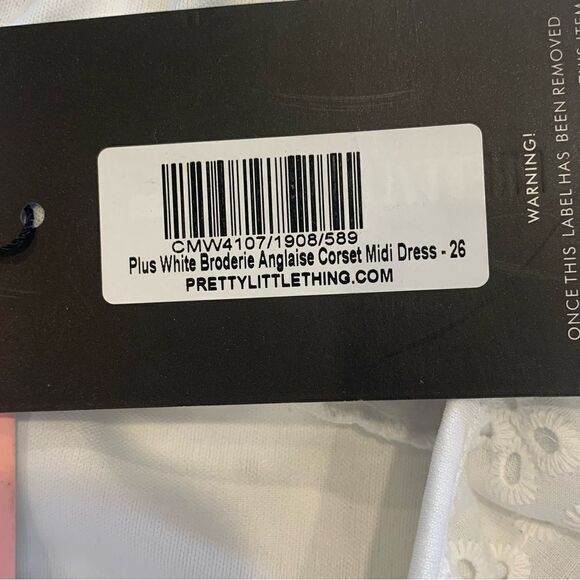 Prettylittlething Plus White Broderie Anglaise Corset MIDI Dress Size 22 - Picture 11 of 12